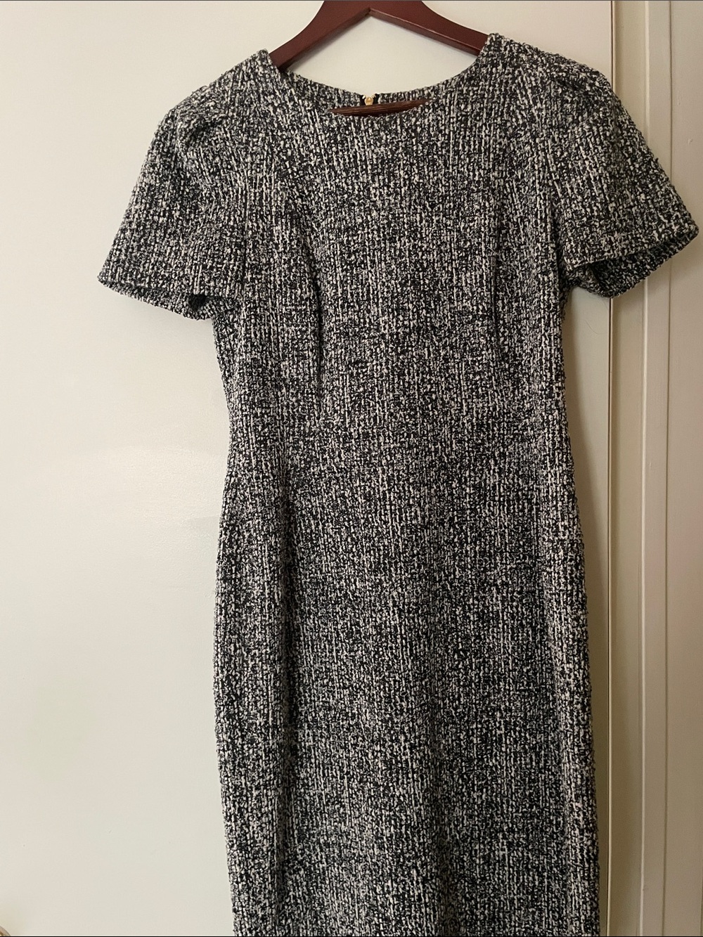 Calvin Klein Tweed Black & White Sheath Dress (Size 12)